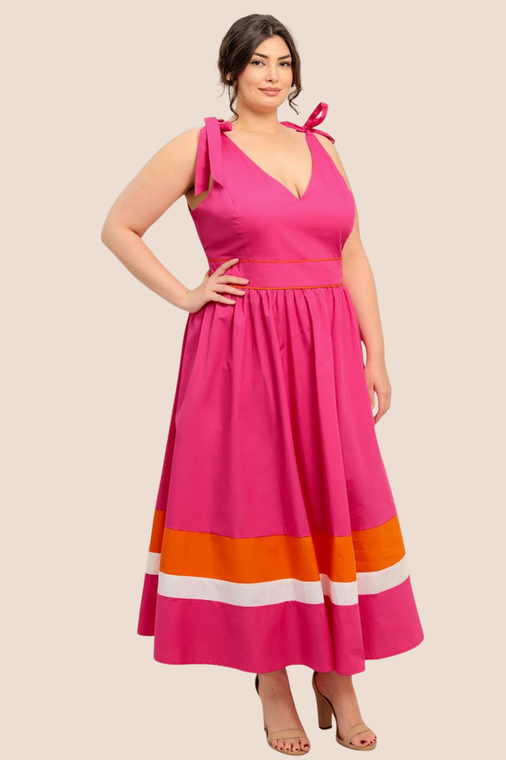 Nyla Midi Dress with Tie Shoulders