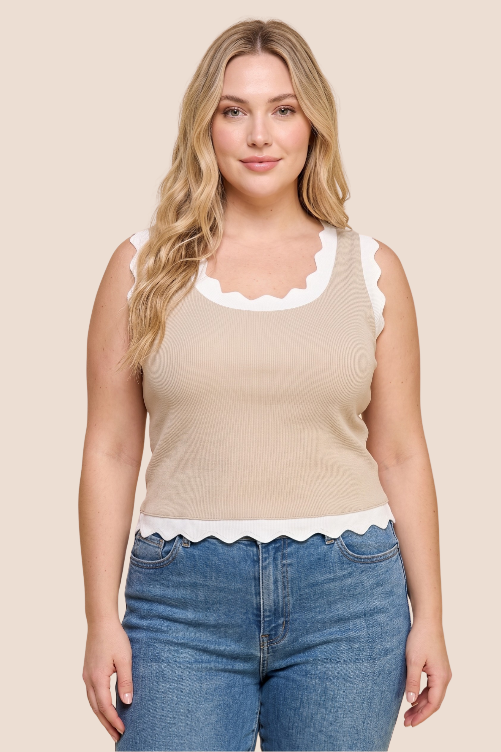 Gracelynn Scalloped Detail Knit Tank Top