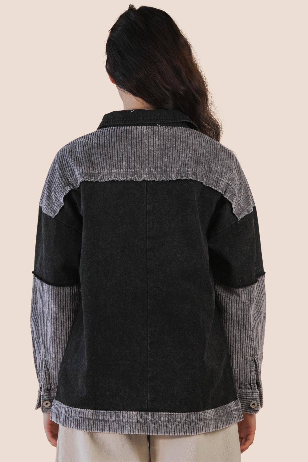 Vera Mineral Washed Color Block Shacket