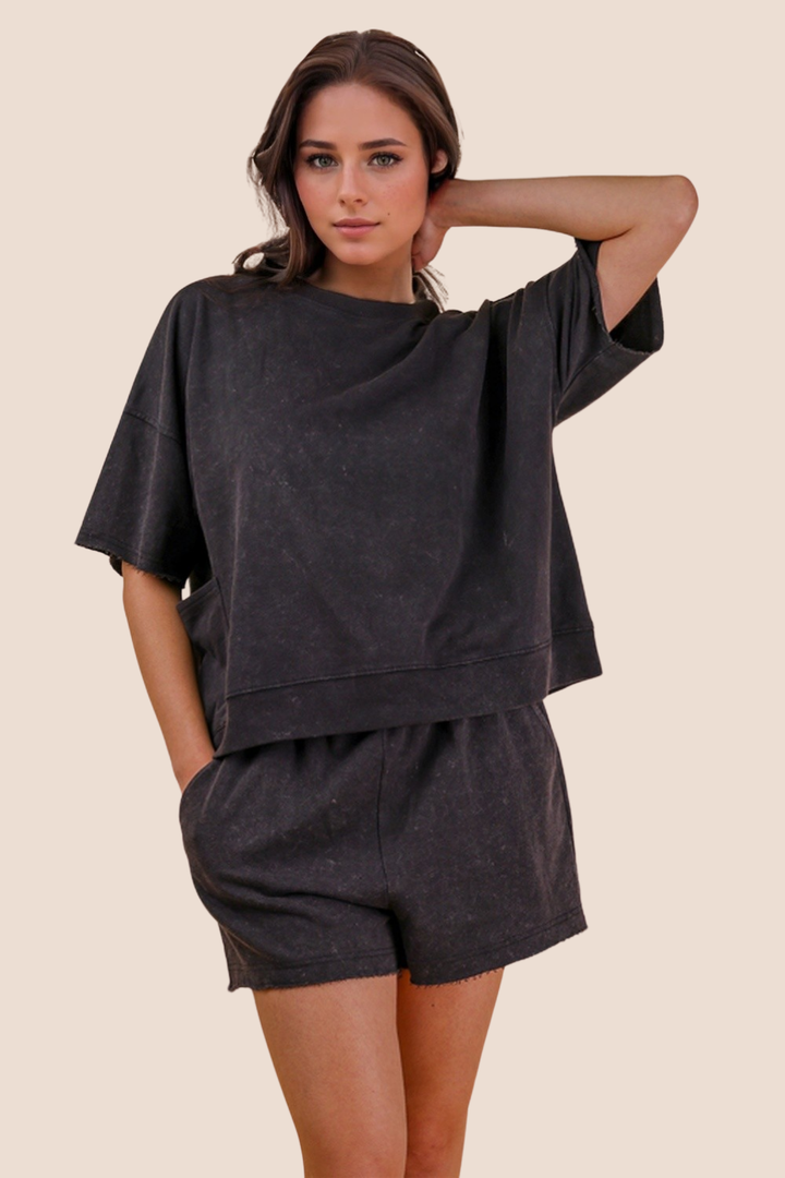 Lyla Mineral Washed Casual Shorts