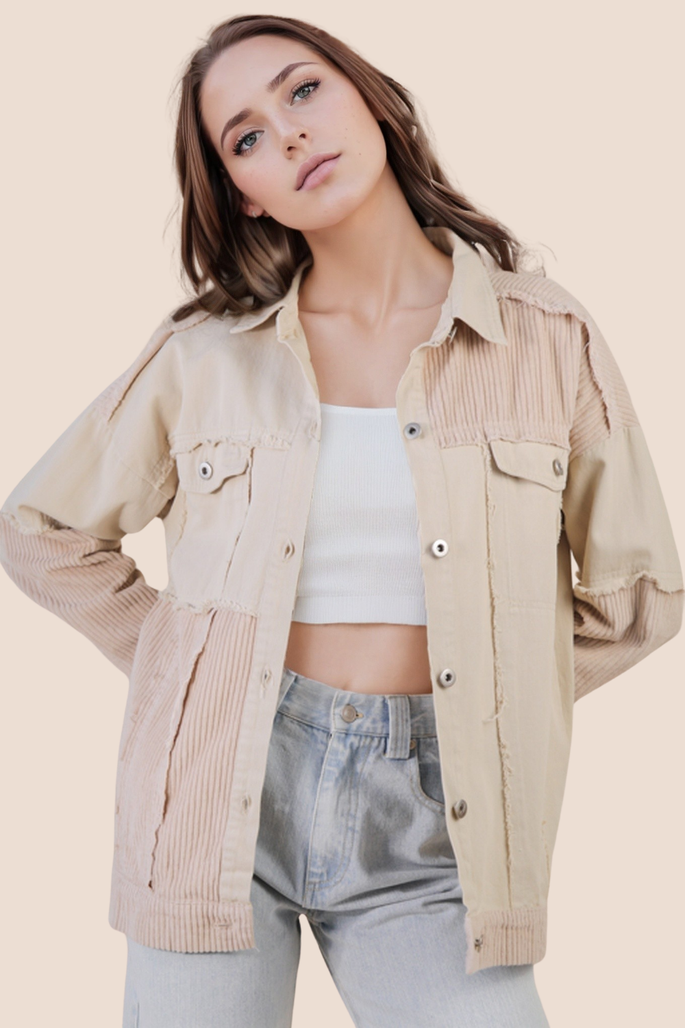 Vera Mineral Washed Color Block Shacket