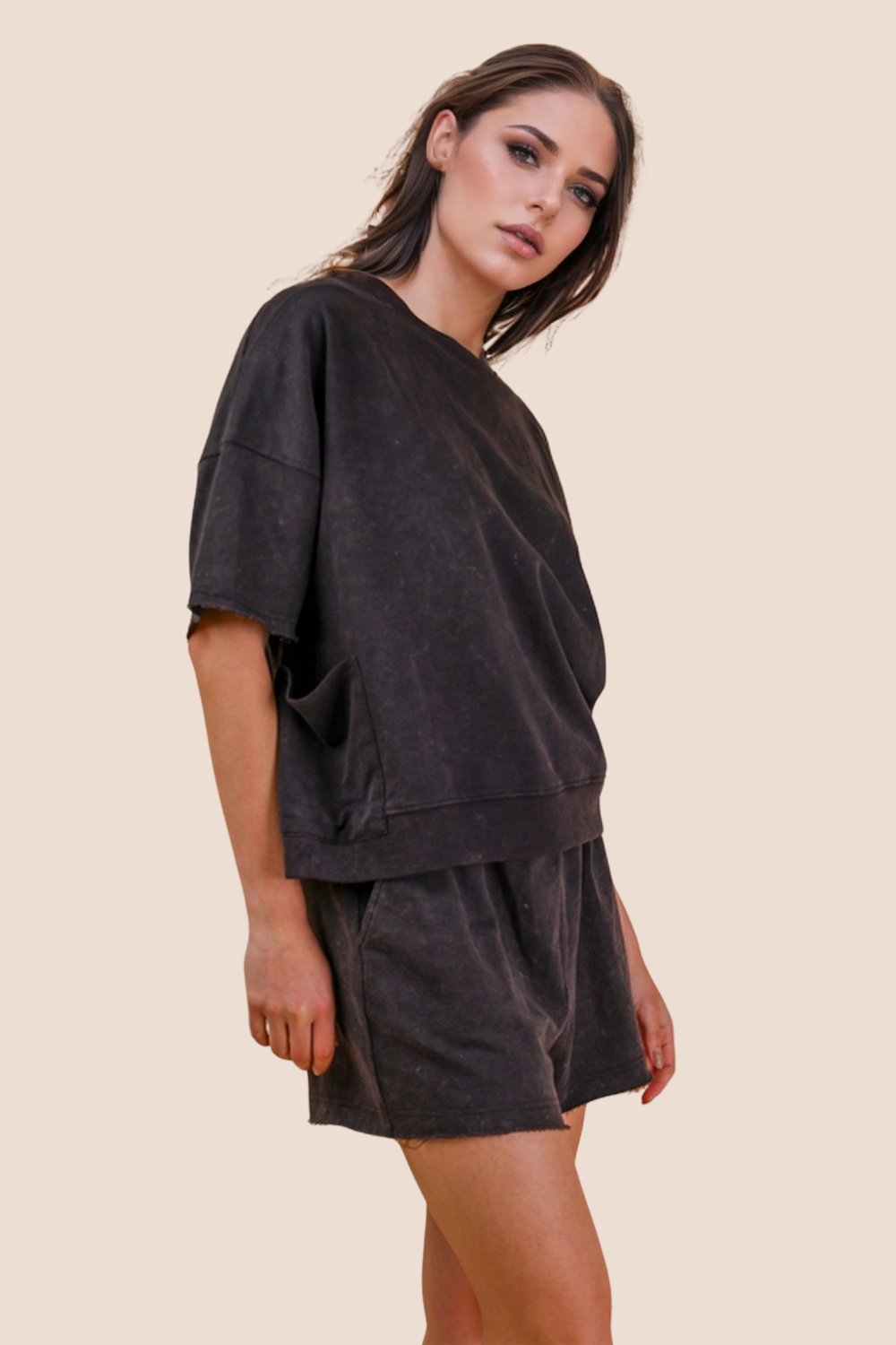 Lyla Mineral Washed Casual Shorts