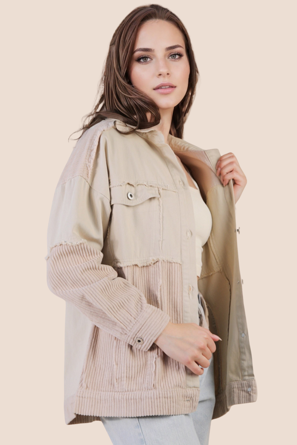 Vera Mineral Washed Color Block Shacket