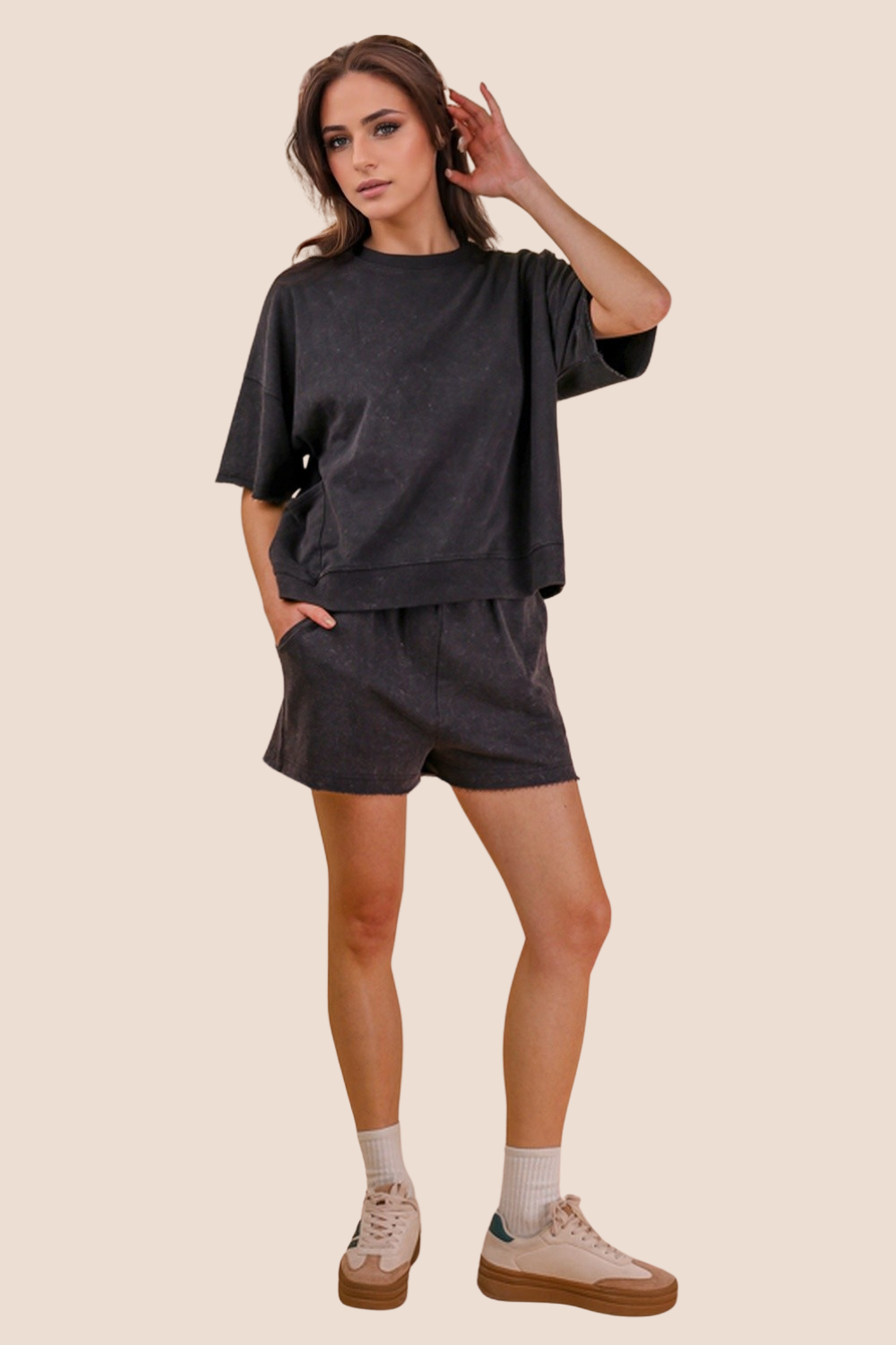 Lyla Mineral Washed Casual Shorts