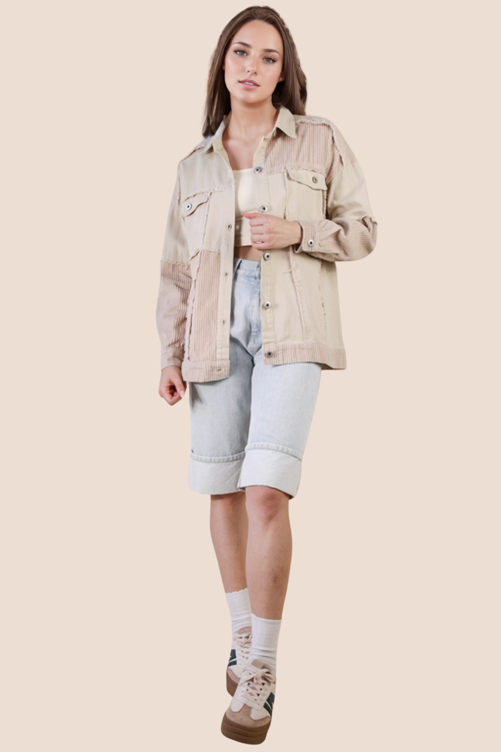 Vera Mineral Washed Color Block Shacket