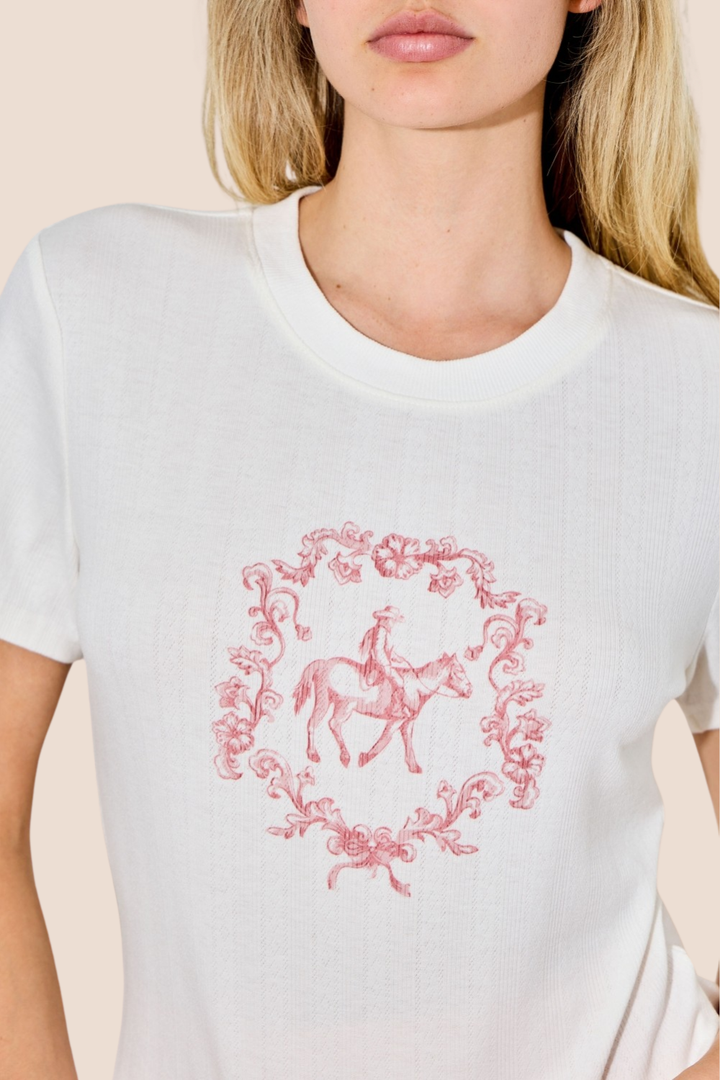 Quinn Cowgirl Print Ribbed Top