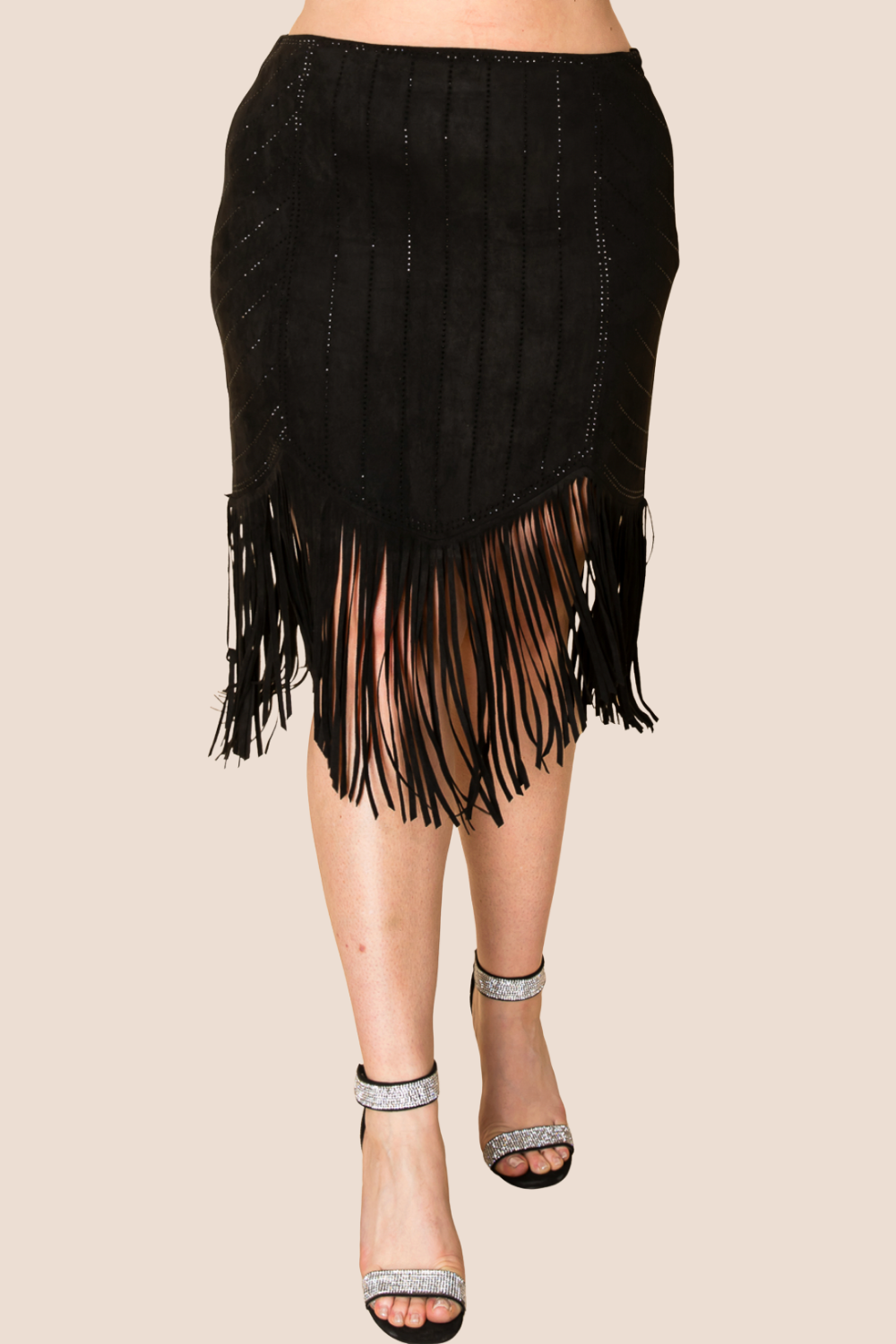 Anya Stone Suede Fringe Skirt