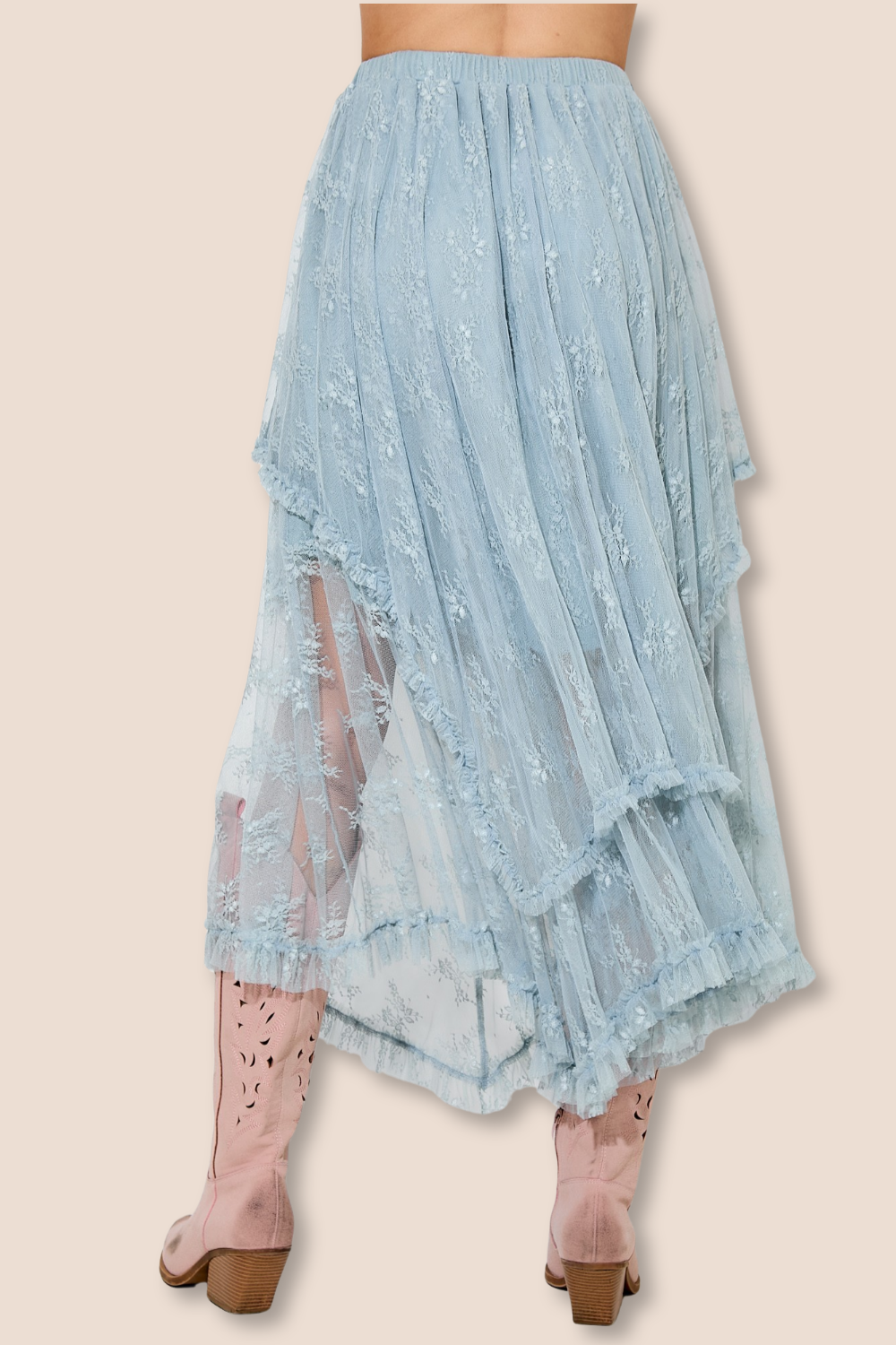 Rynlee Embellished Lace Hem Midi Skirt