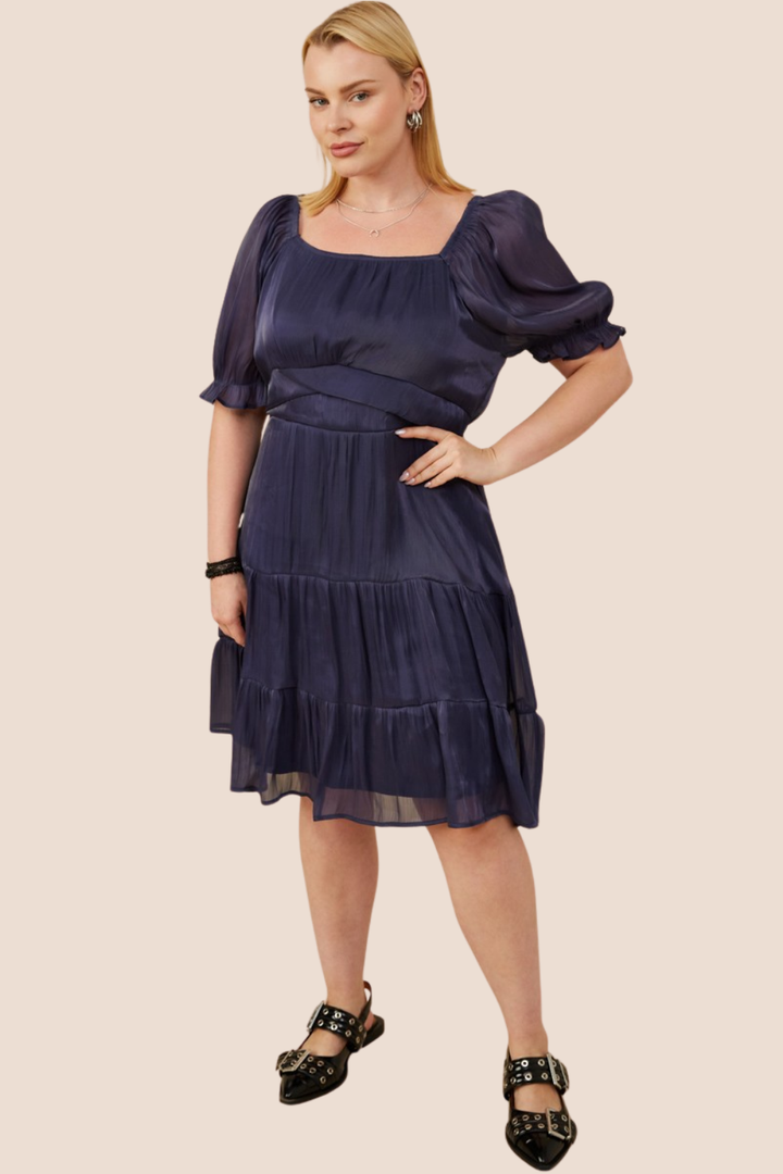 Myla Shimmer Puff Sleeve Short Dress
