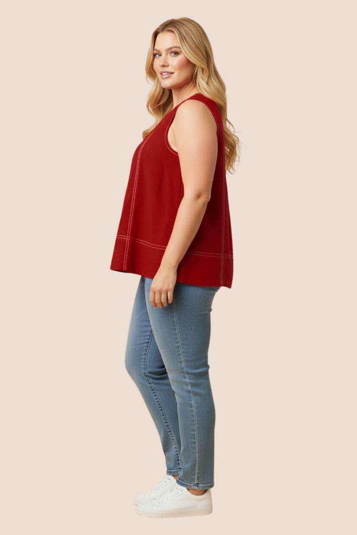 Camryn Contrast Stitch Detail Loose Tank Top