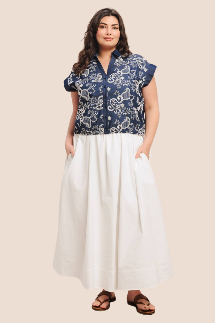 Juliette Embroidered Short Sleeve Top
