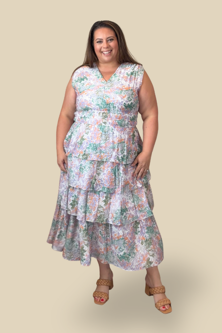 Flora Tiered Sleeveless Midi Dress