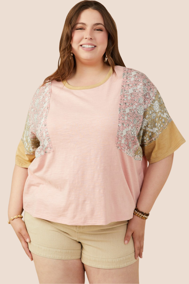 Angie Color Block Knit Short Sleeve Top