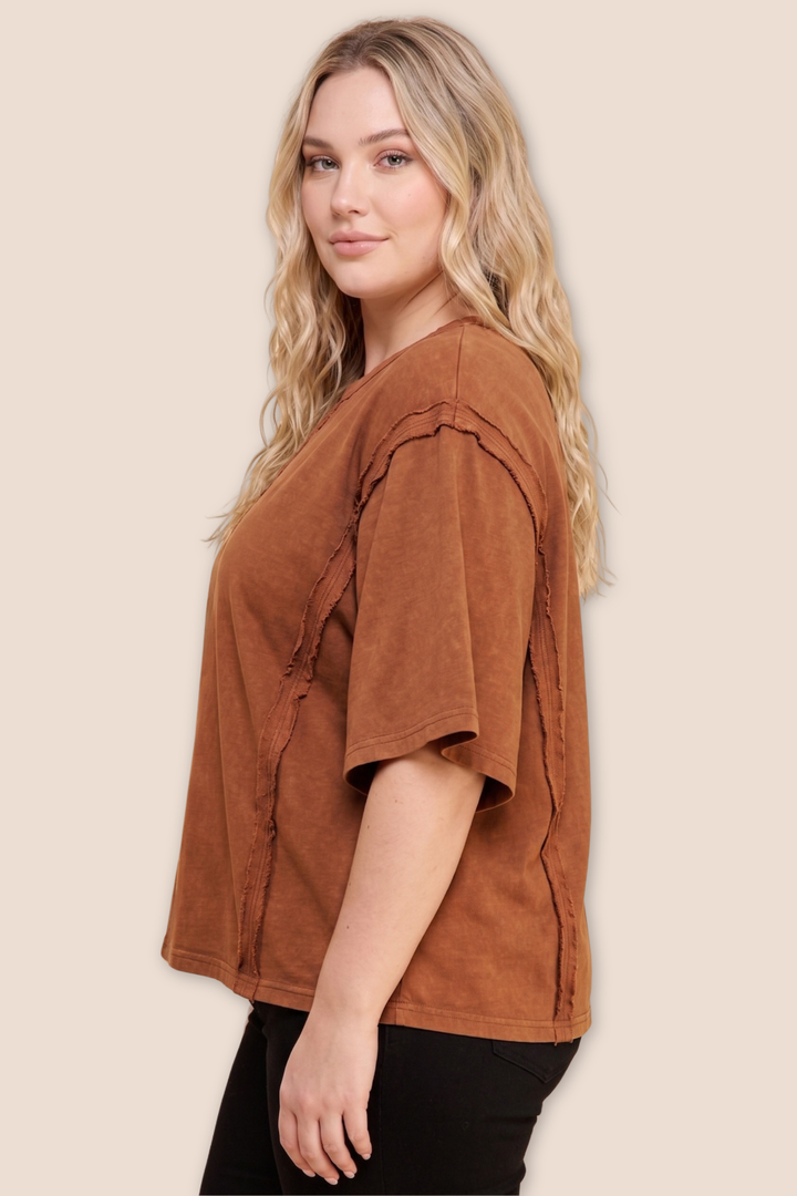 Eden Raw Edge Detailed Dolman Top