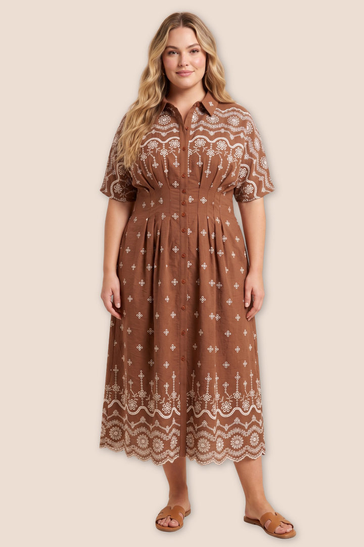 Reina Scalloped Hem Midi Dress