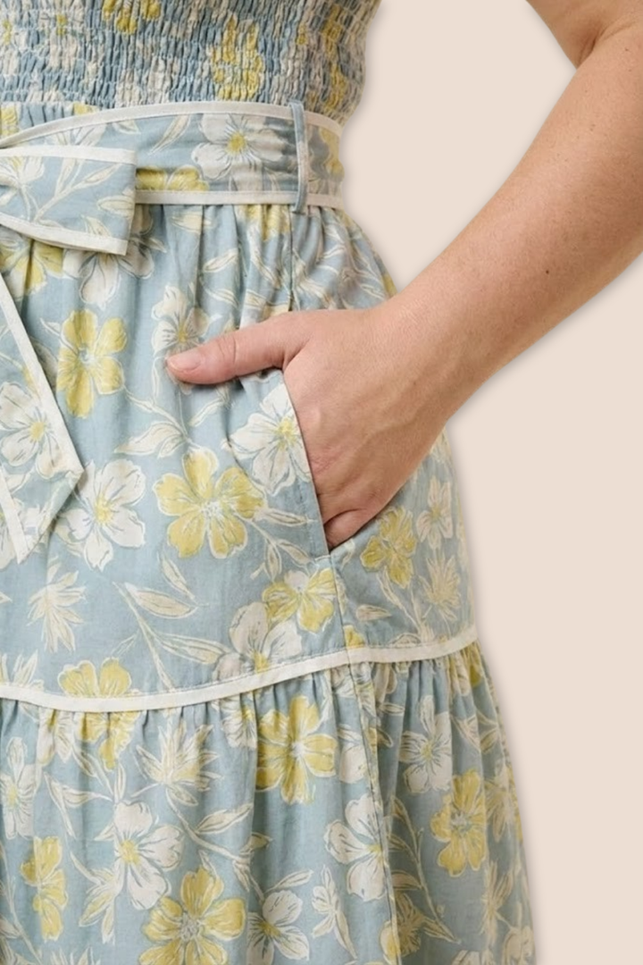 Amanda Smocked Ruffle Sleeve Midi Dress
