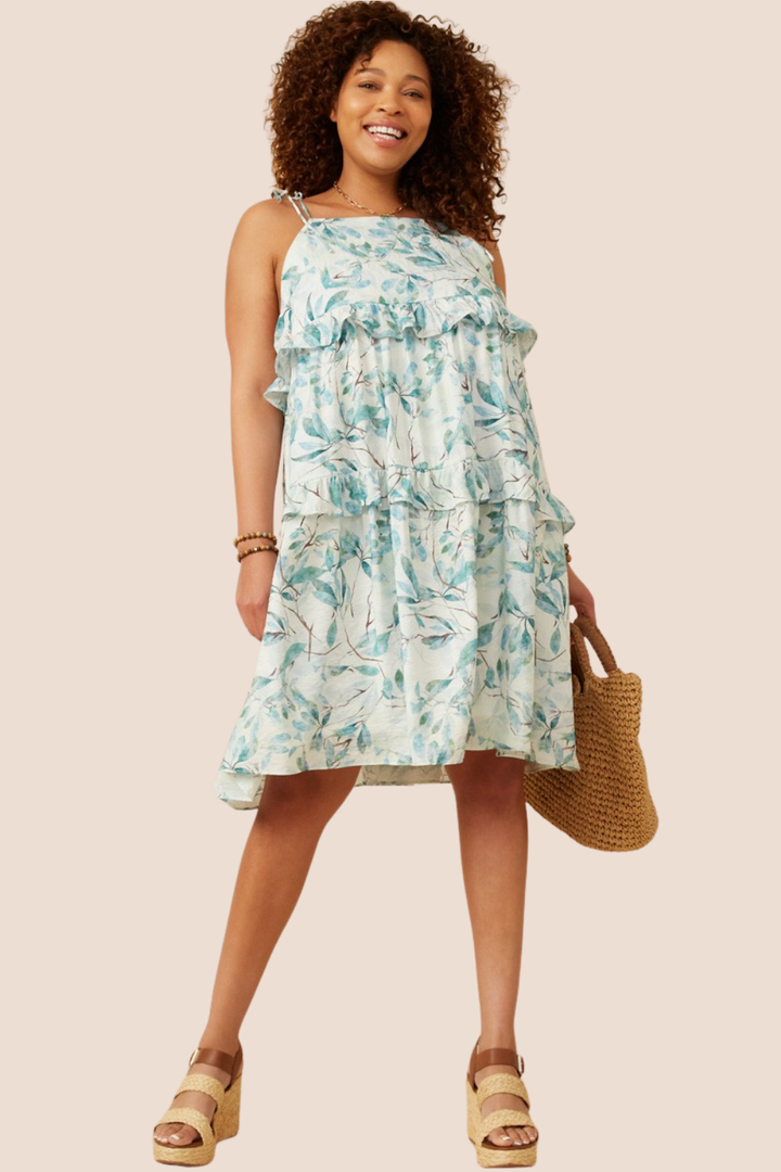 Brielle Crushed Satin Botanical Dress