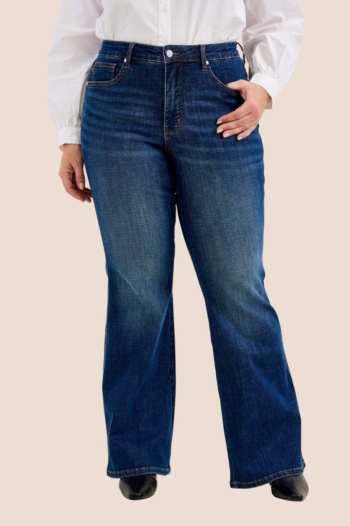 Charlotte High Waisted Tummy Control Flare Dark Wash Judy Blue Jeans