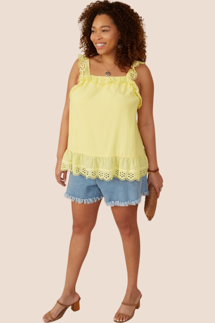 Samara Scalloped Eyelet Ruffle Tank