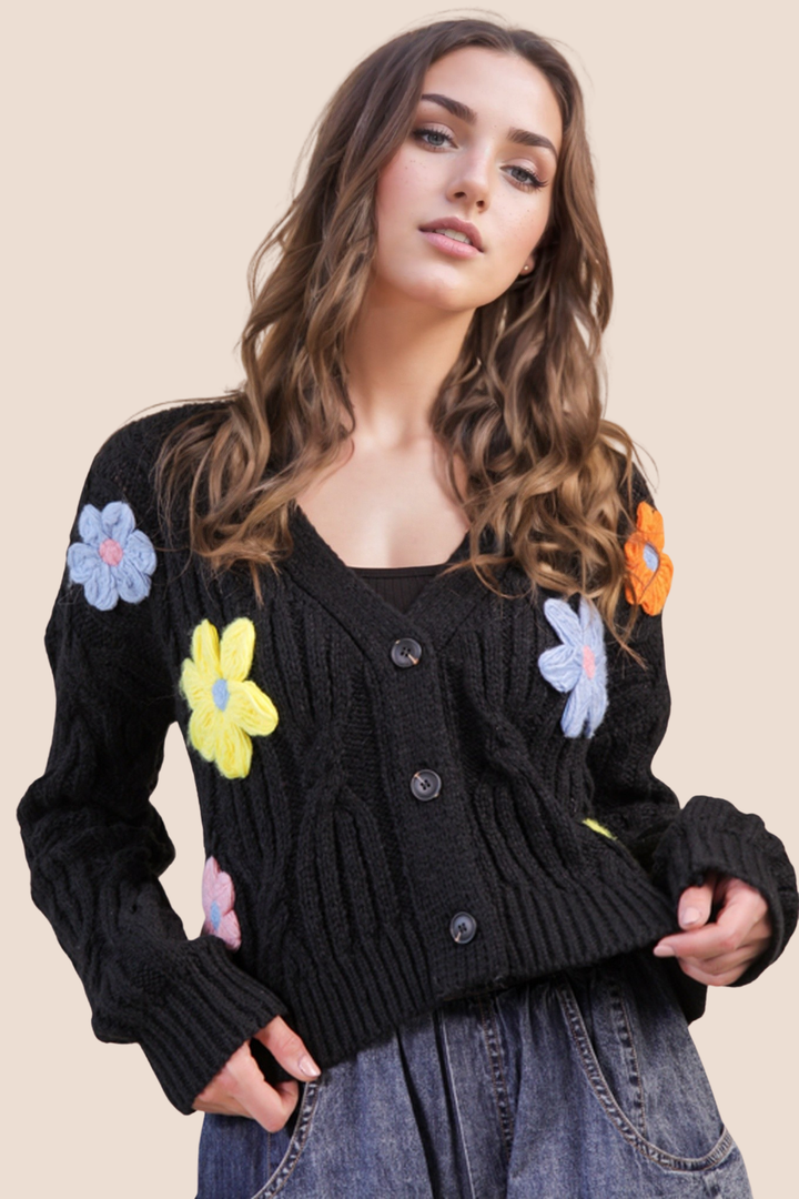 River Flower Knit Sweater Cardigan