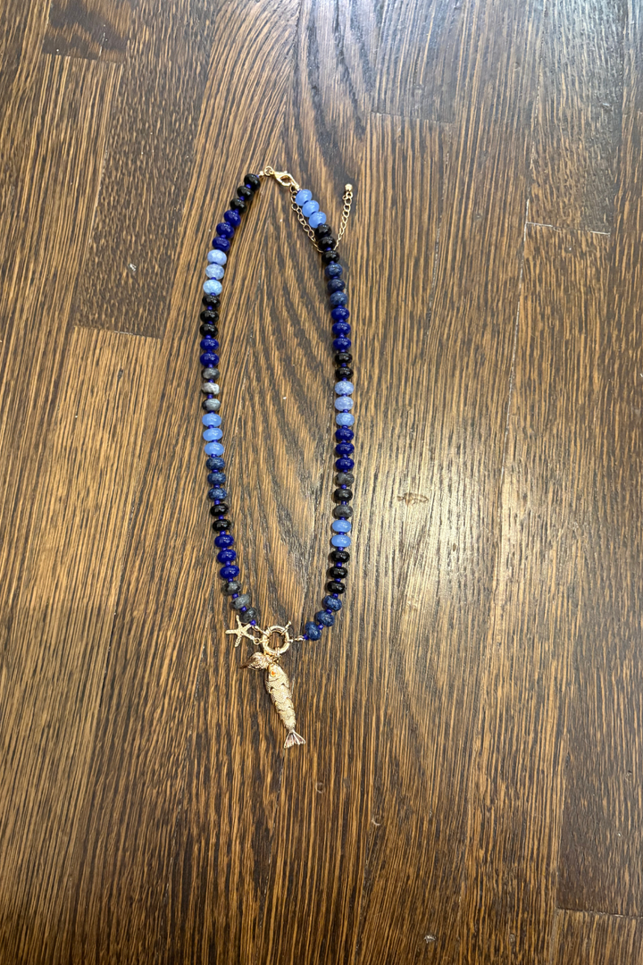 Fish Charm Beaded Necklace - FINAL SALE