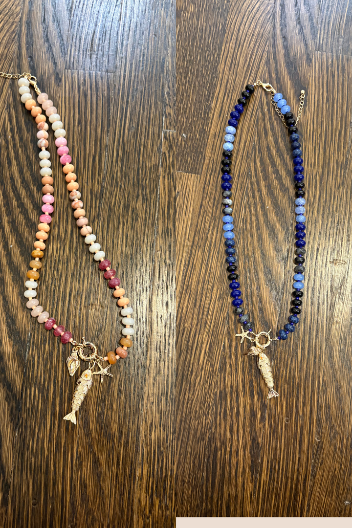 Fish Charm Beaded Necklace - FINAL SALE
