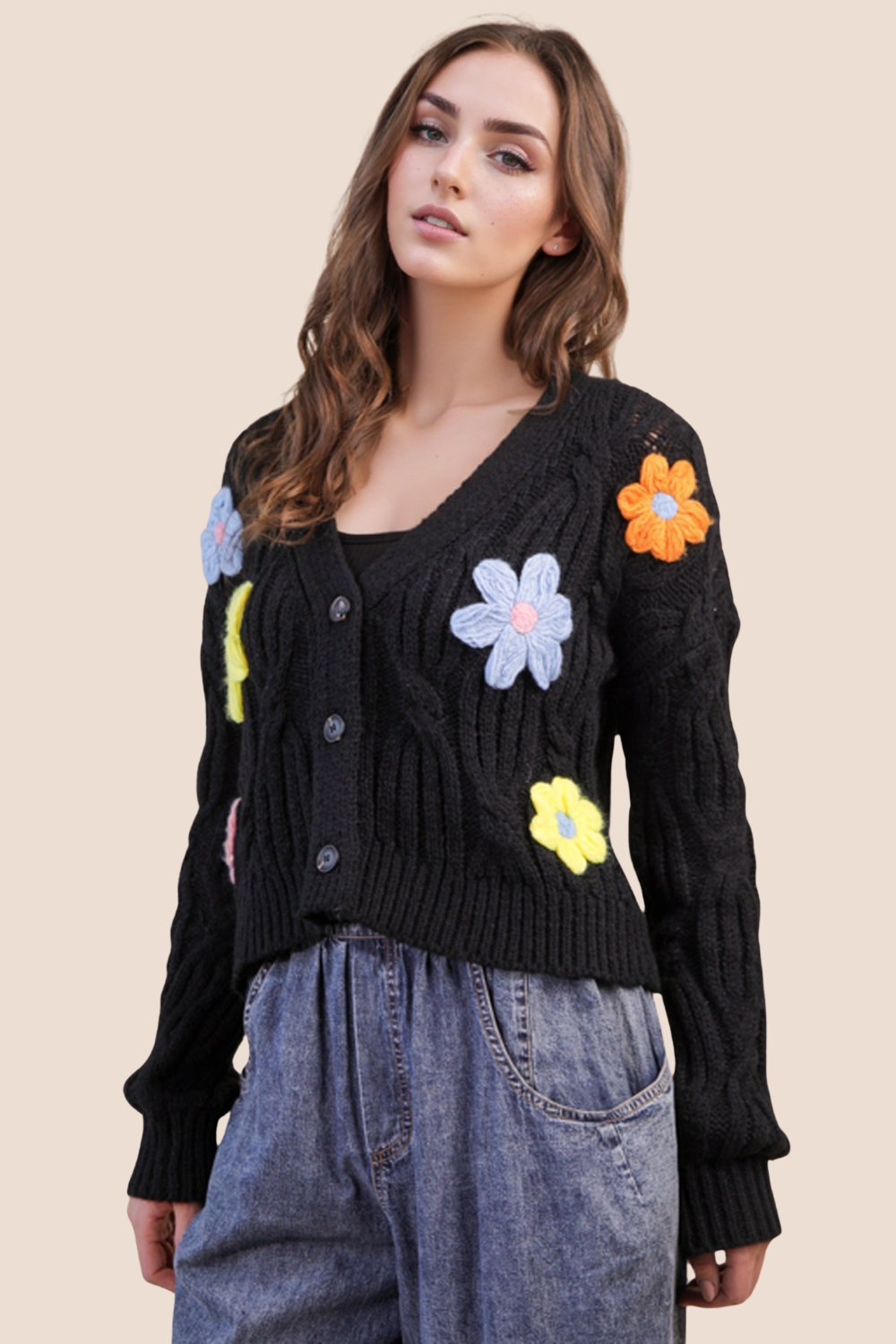 River Flower Knit Sweater Cardigan