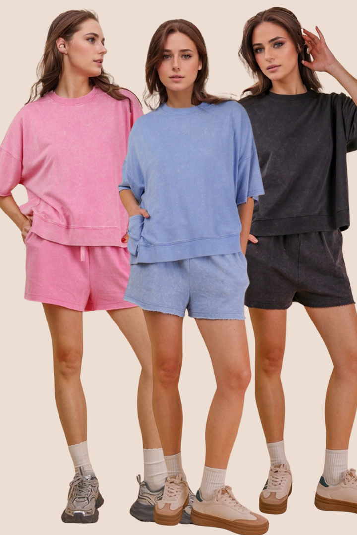 Lyla Mineral Washed Casual Shorts