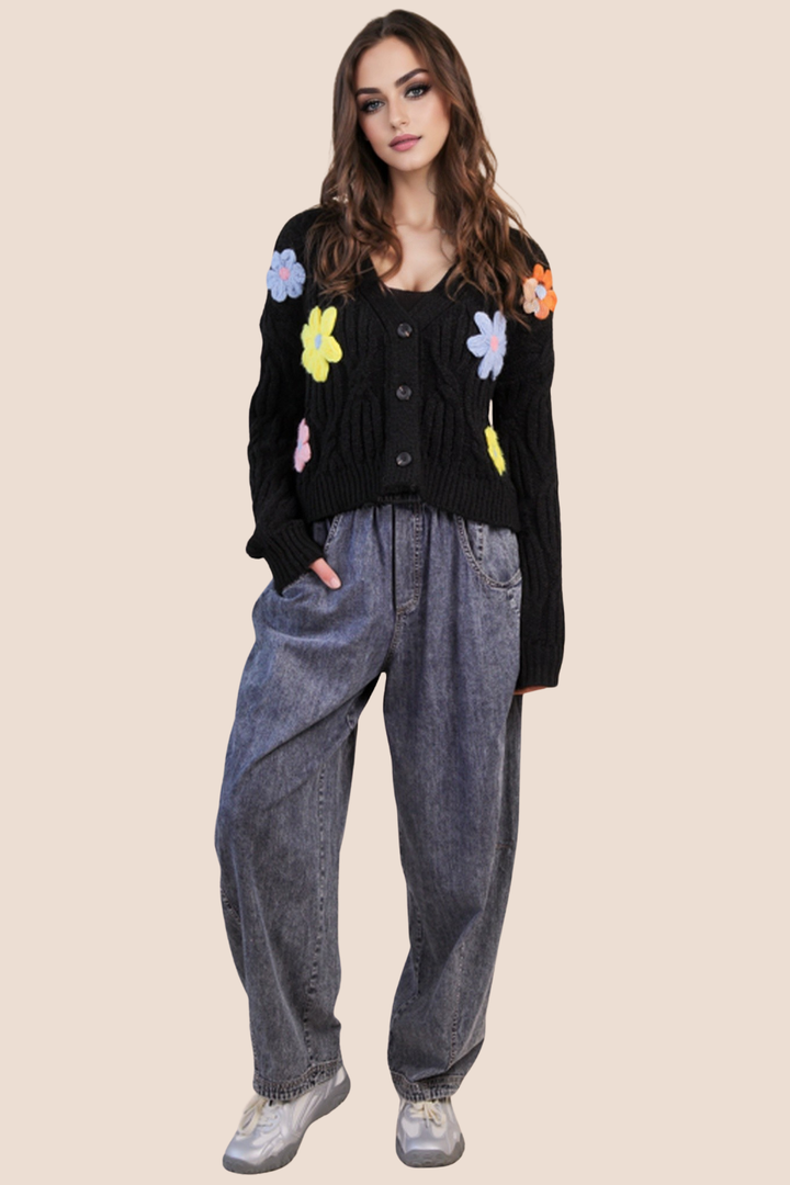 River Flower Knit Sweater Cardigan