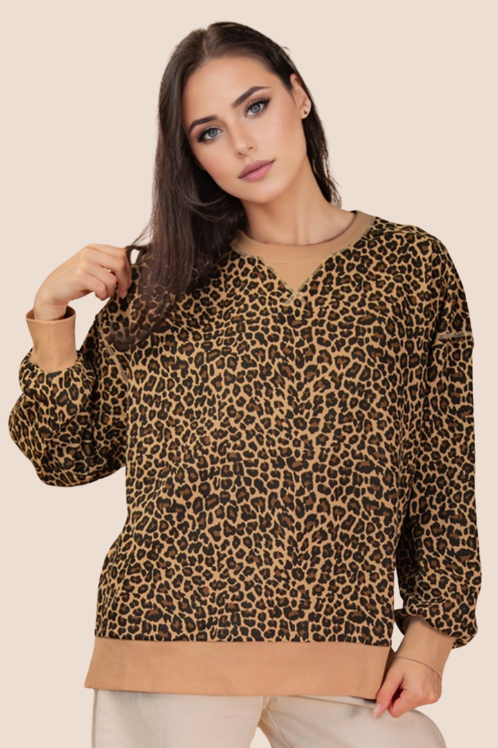 Polly Leopard Printed Long Sleeve Top