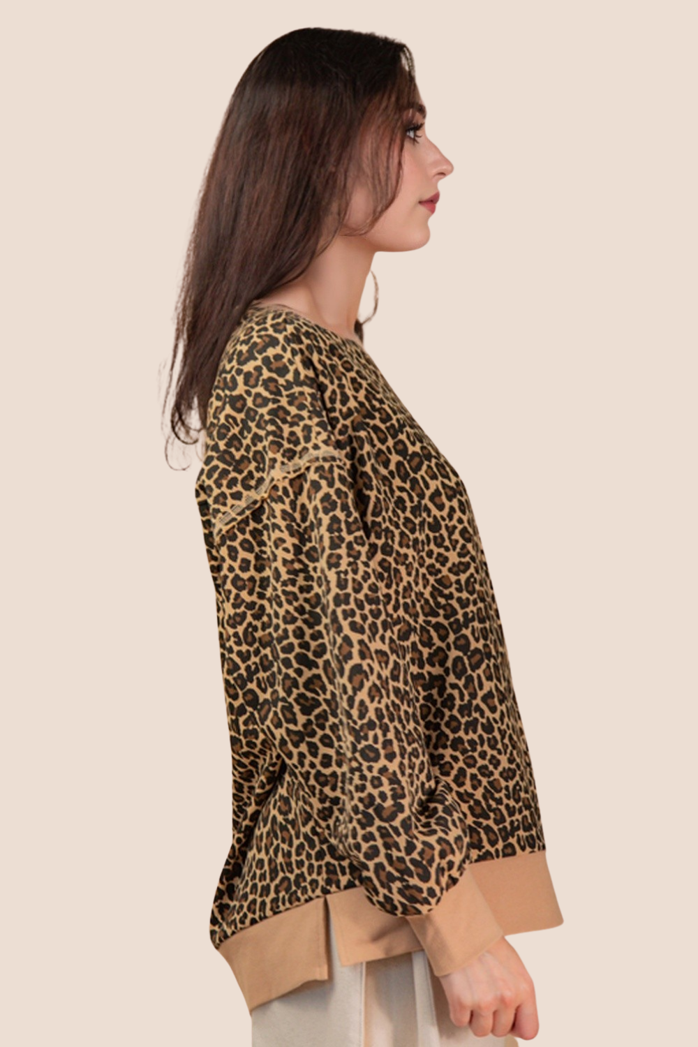 Polly Leopard Printed Long Sleeve Top