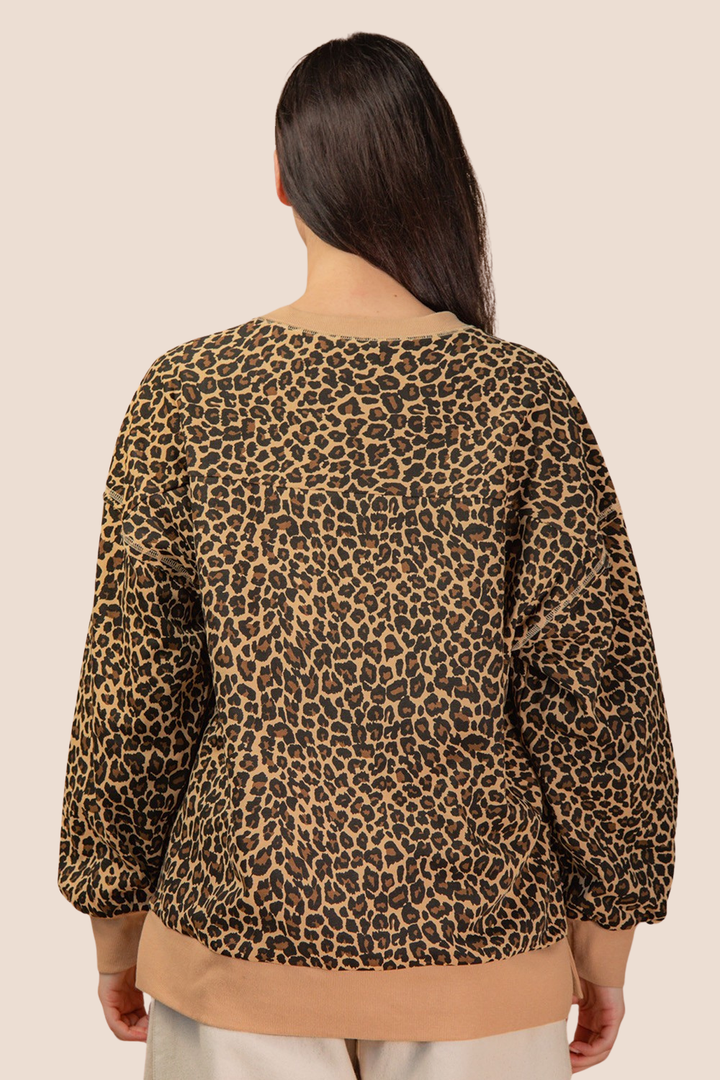 Polly Leopard Printed Long Sleeve Top