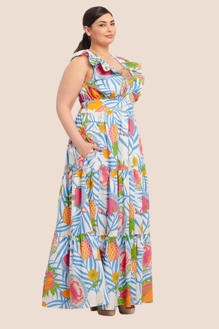 Kaylee Tropical Print Maxi Dress