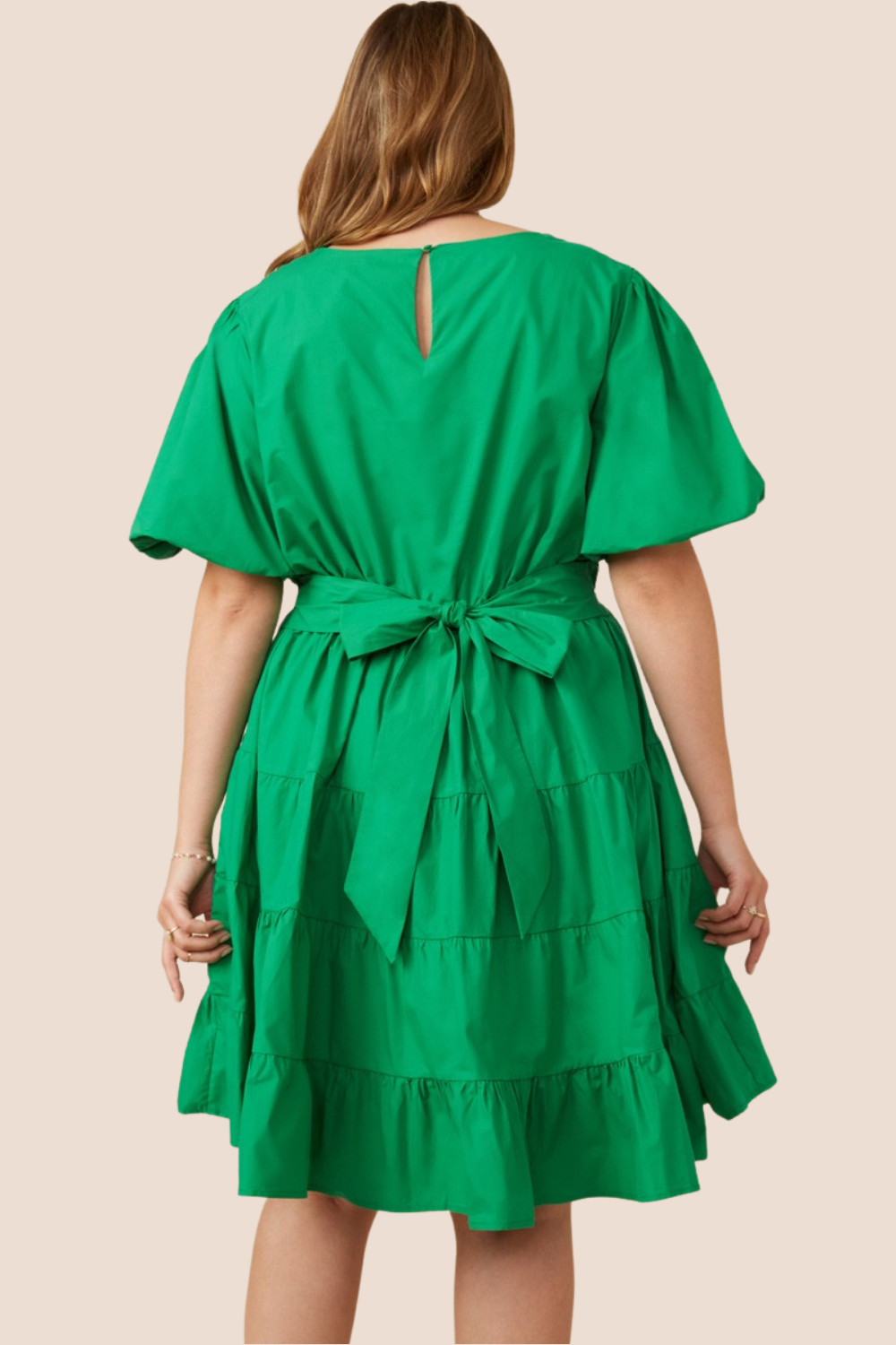 Lena Bow Back Tiered Short Sleeve Dress