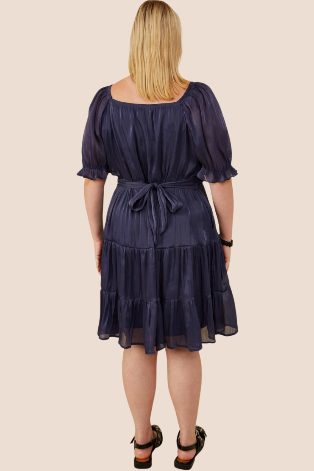 Myla Shimmer Puff Sleeve Short Dress