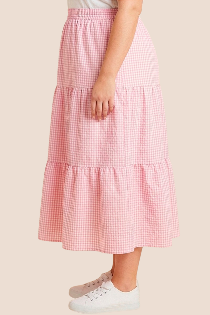 Joy Gingham Seersucker Maxi Skirt