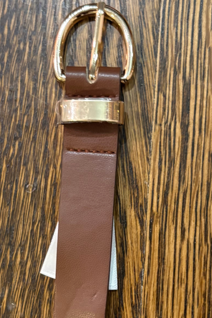 Basic Skinny Belt with Rounded Hardware - FINAL SALE