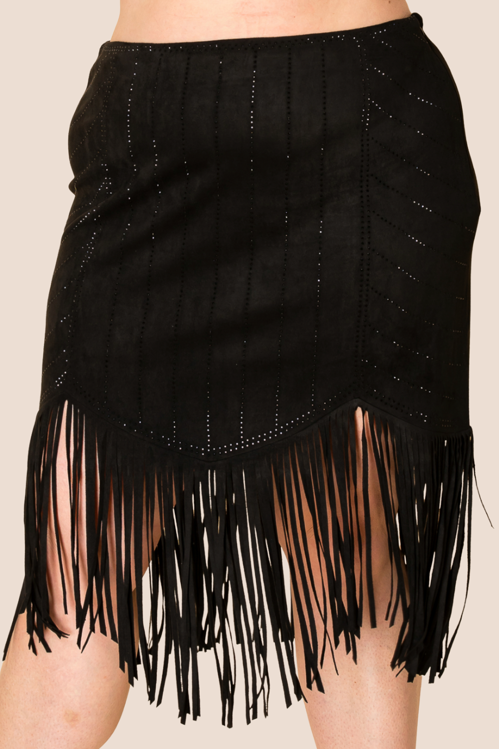 Anya Stone Suede Fringe Skirt