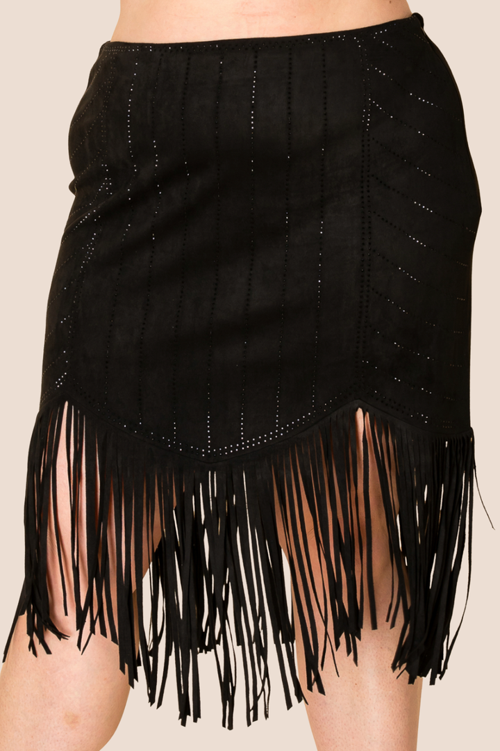Anya Stone Suede Fringe Skirt
