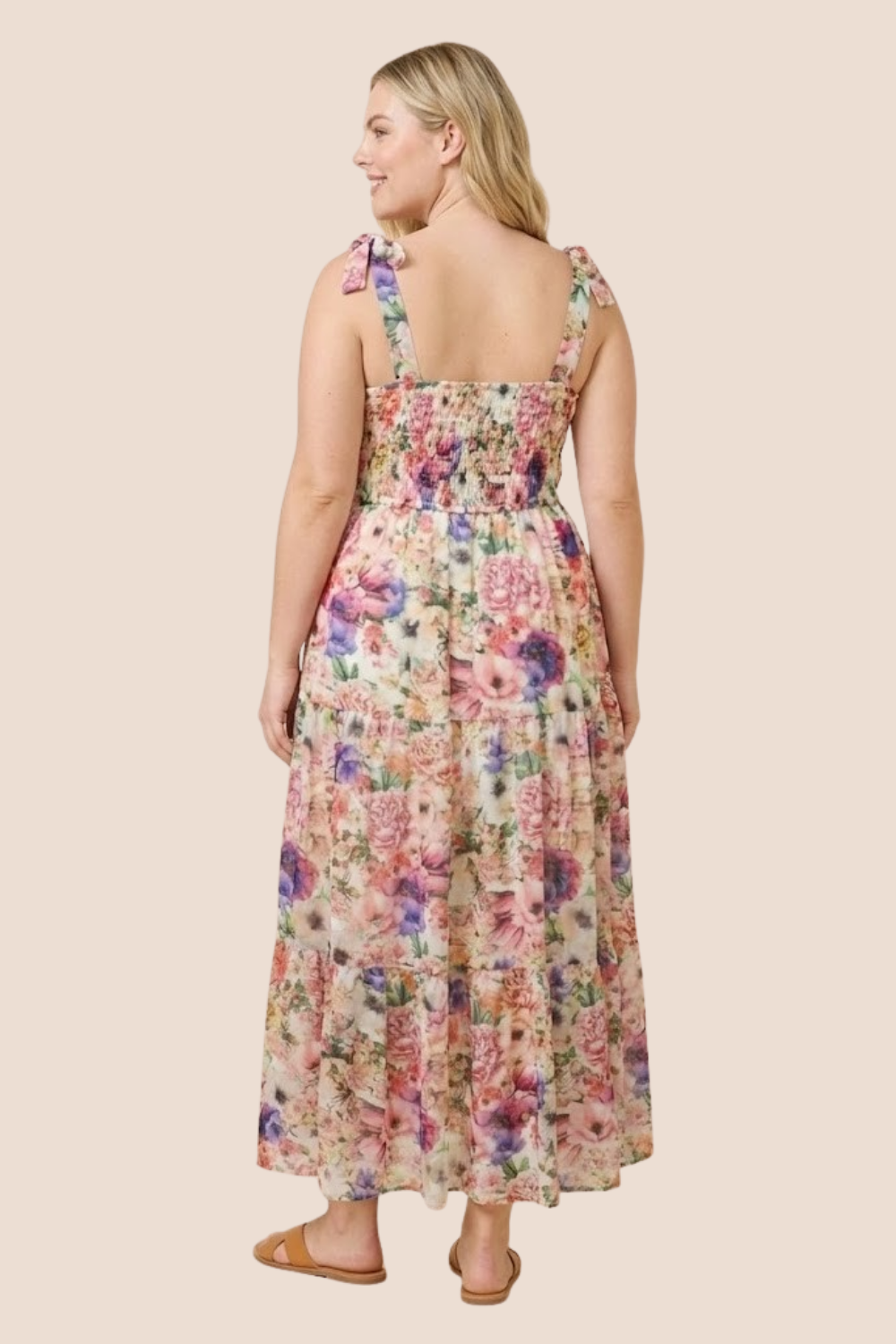 Paris Floral Tie Shoulder Tank Maxi Dress