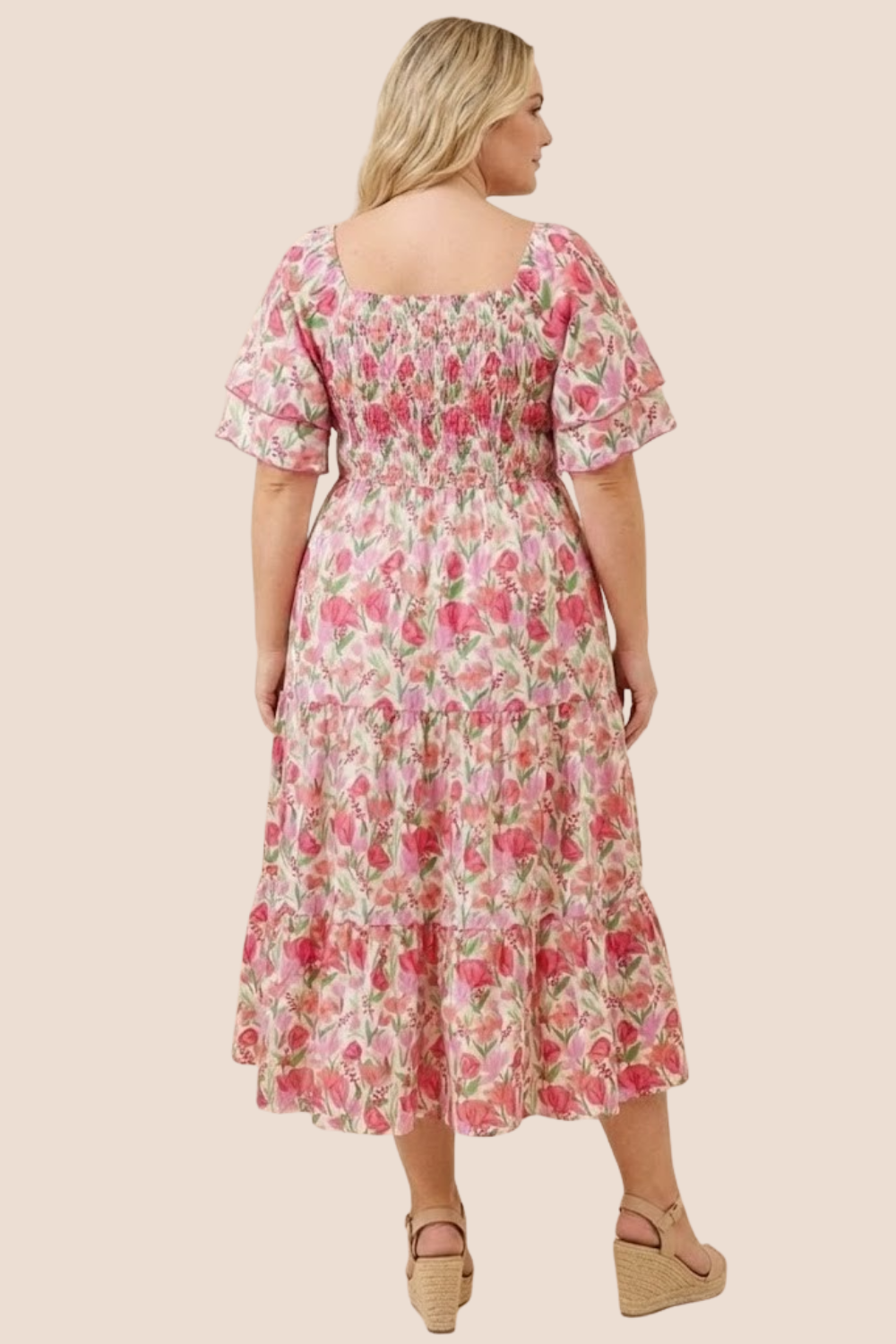 Sarah Tulip Puff Sleeve Midi Dress