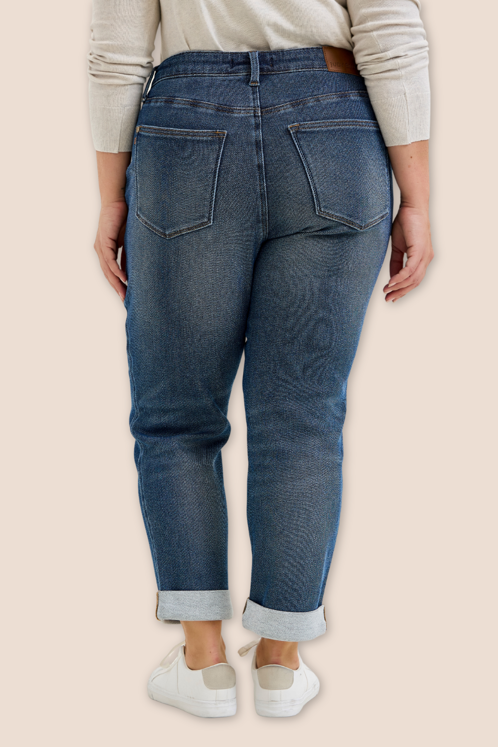 Billie Medium Rise Boyfriend Cozy Knit Dark Indigo Judy Blue Jeans