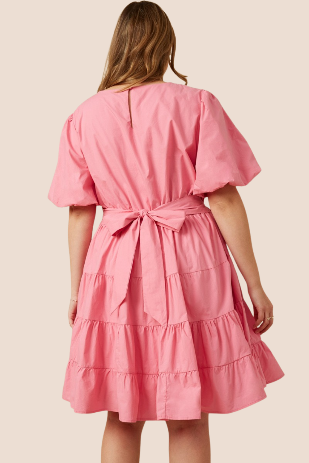 Lena Bow Back Tiered Short Sleeve Dress