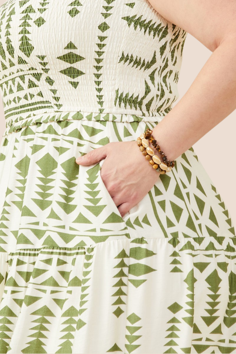Marley Tie Shoulder Geometric Print Midi Dress