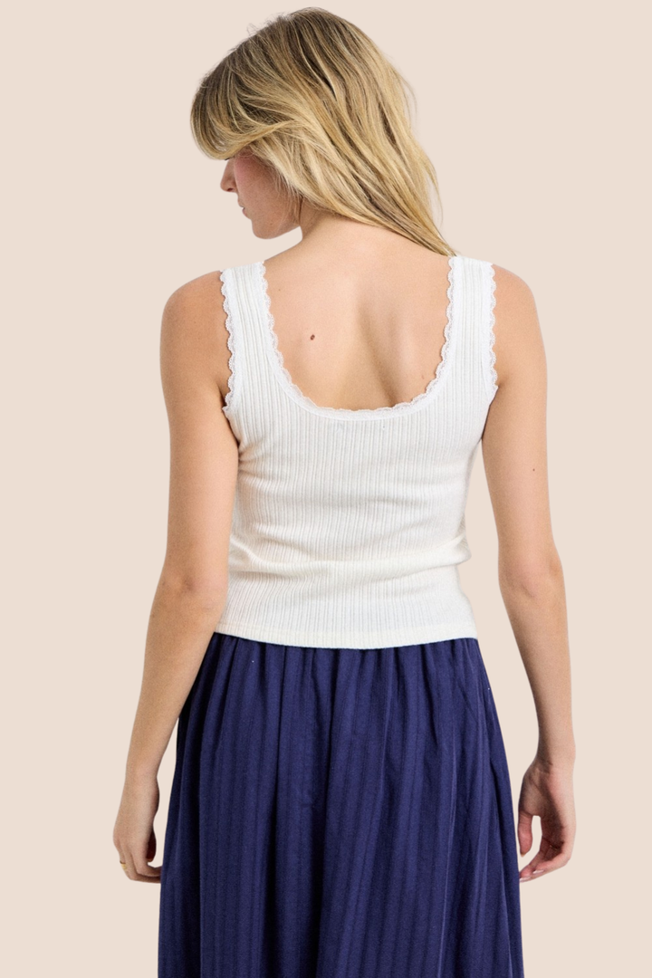 Marina Anchor Embroidered Ribbed Tank