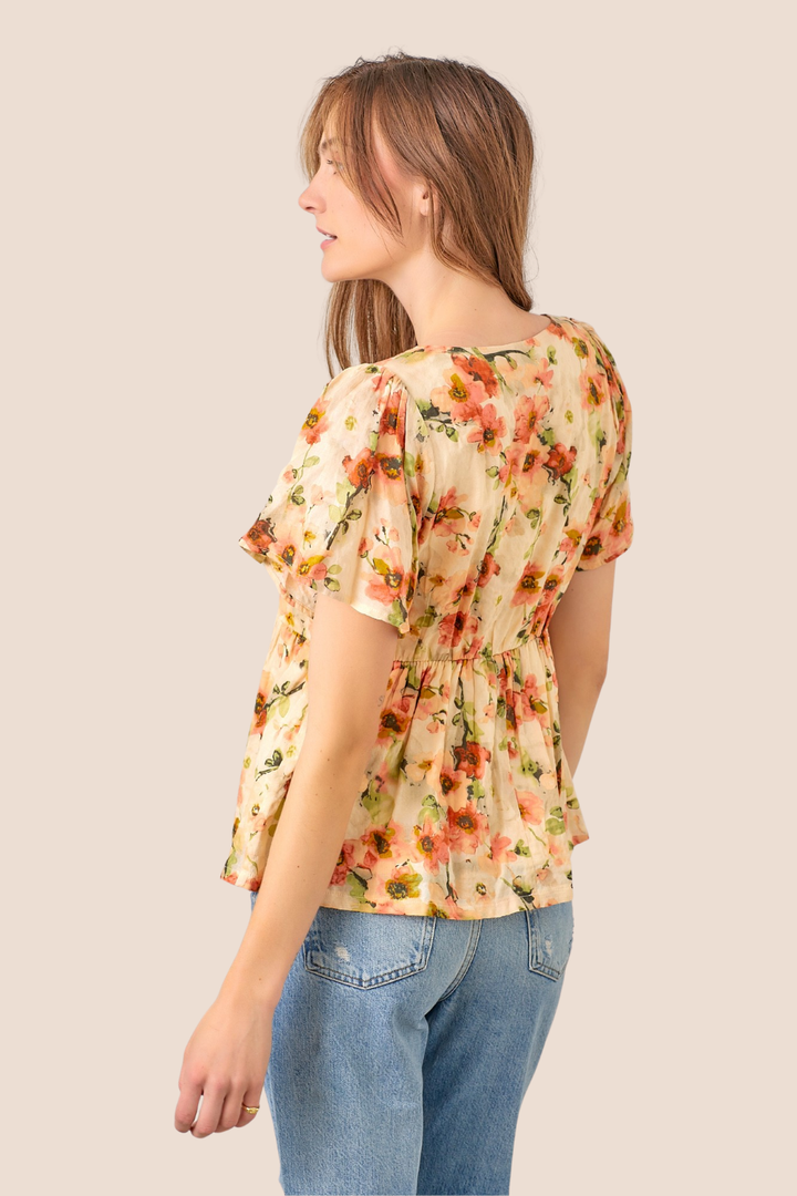 Kiara Floral Print Square Neck Top