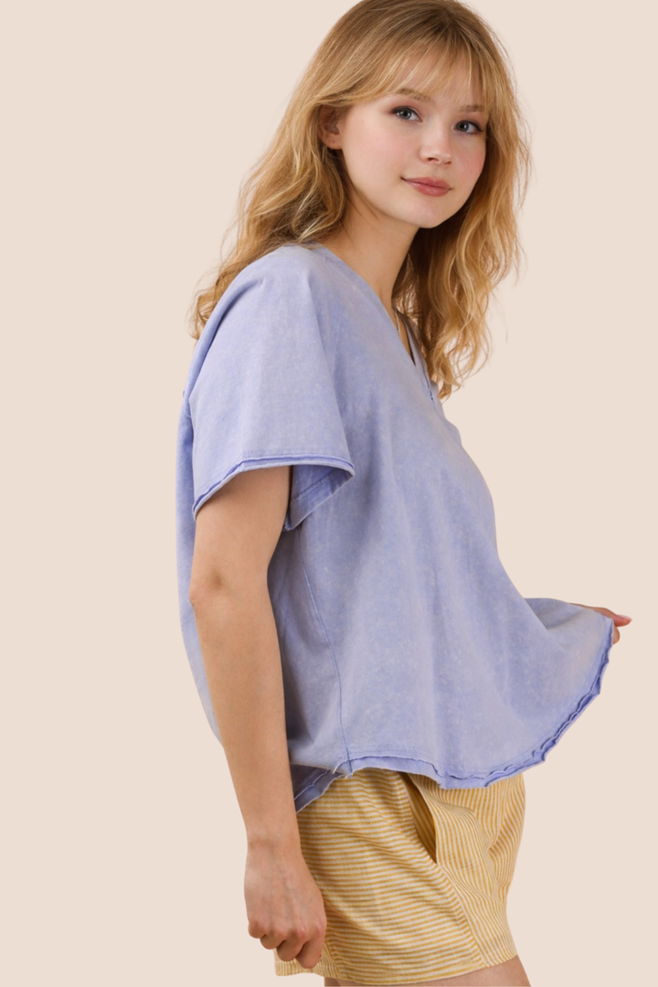 Sally V-Neck Mineral Washed Top