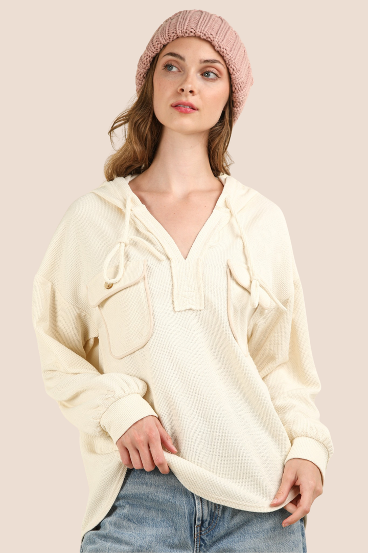 Lisa Oversized Hoodie Top with Patch Pockets