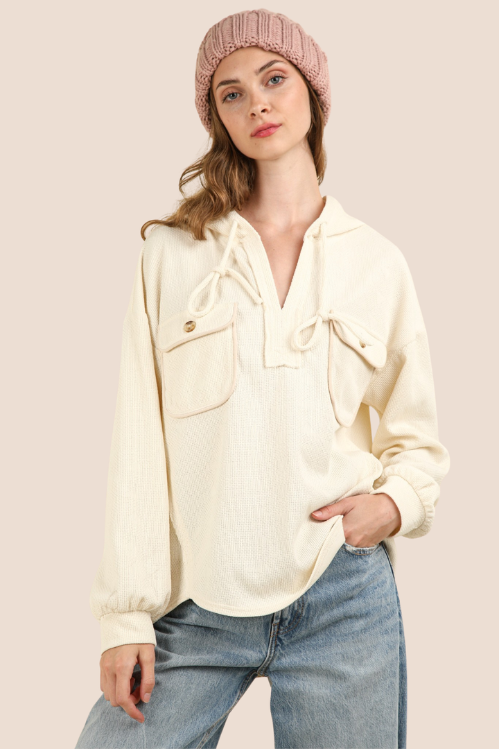 Lisa Oversized Hoodie Top with Patch Pockets