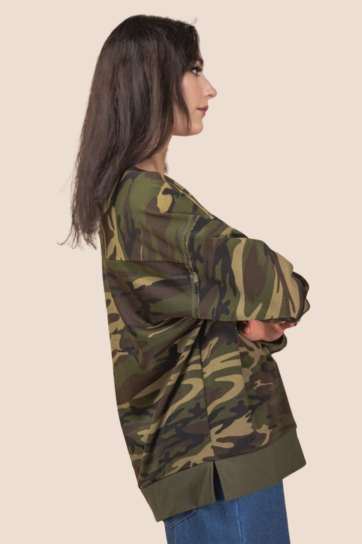 Mindy Camo Printed Long Sleeve Top